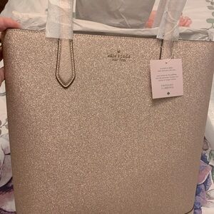 Kate Spade glitter Tinsel Tote in rose gold